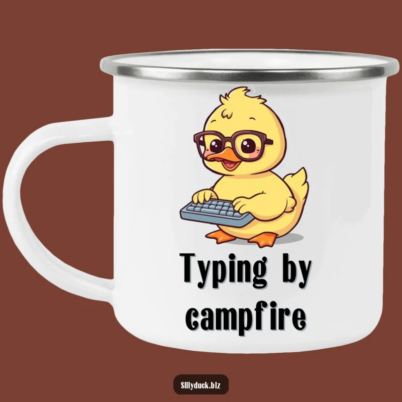 Funny Kawaii Duck Camping Mug Gift: Typing Duck for Outdoor Fun