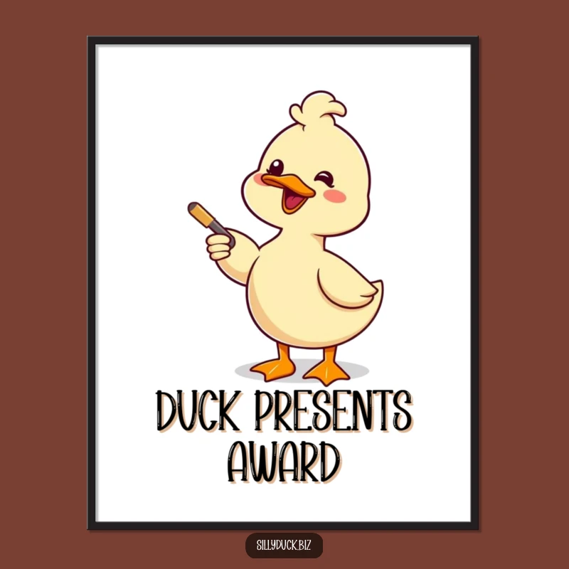 Funny Kawaii Duck Digital Art Print Gift: Instant Presentation Duck Download