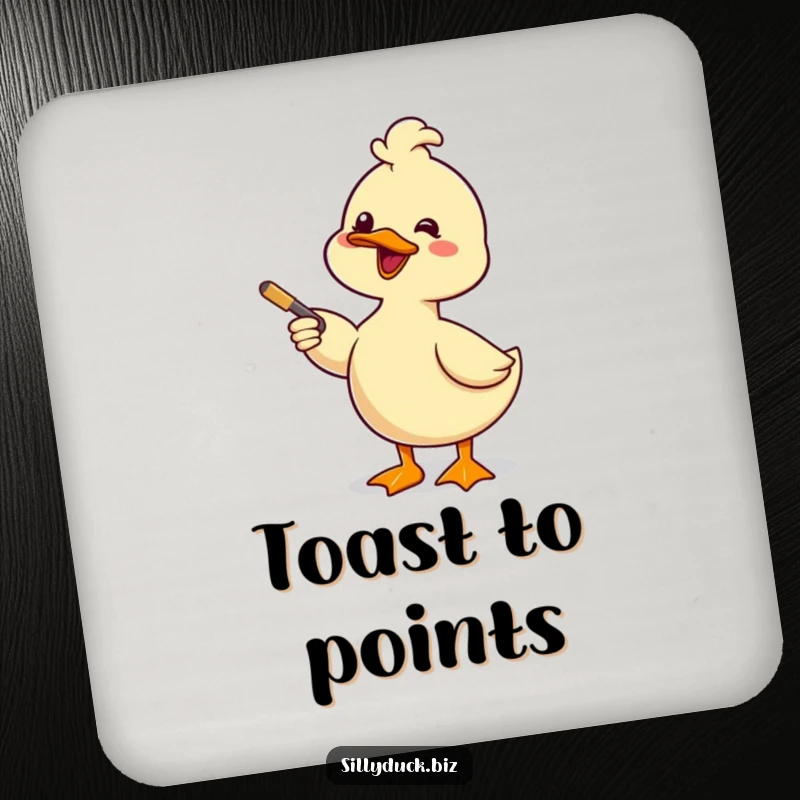 Funny Drink Coaster showcases a kawaii duck giving a comical presentation with a pointer and a smile, adding humor to any surface.