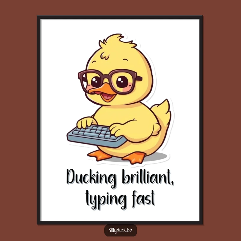 Funny Free Printable Wall Art: Kawaii Duck Typing, Perfect for a Quirky Office Decor