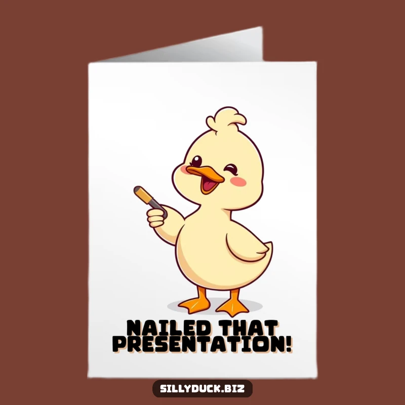 Free Printable Congrats Card: Comical Duck Presentation for Award-Worthy Success