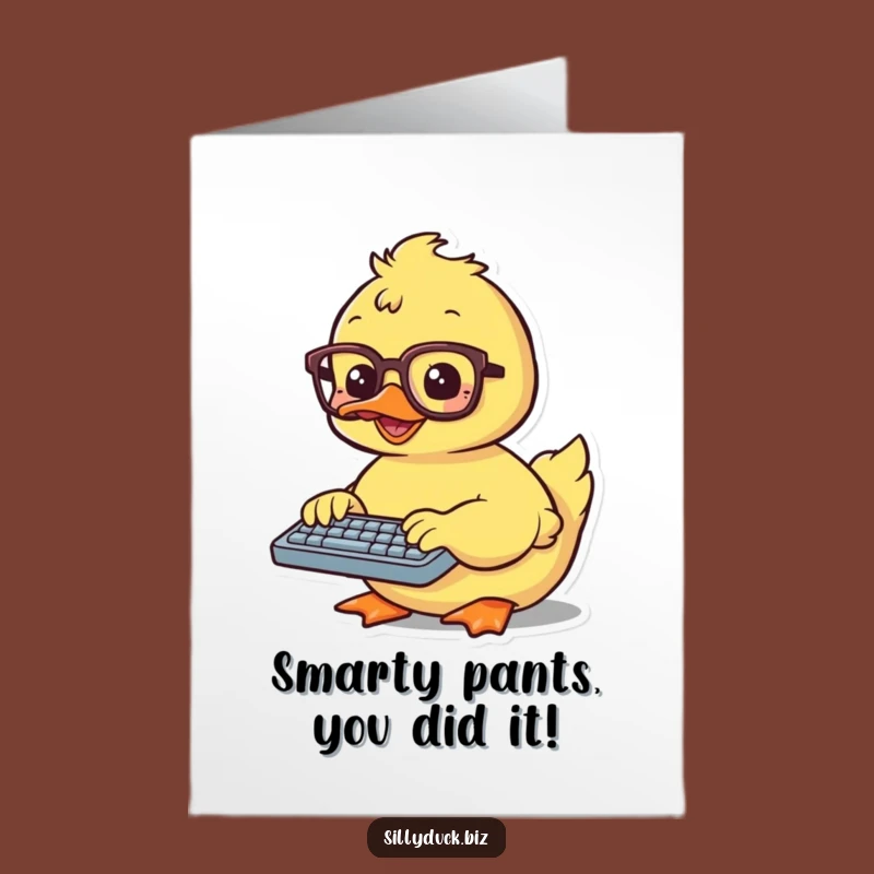 Free Printable Congrats Card: Kawaii Duck Typing Success for Digital Wins