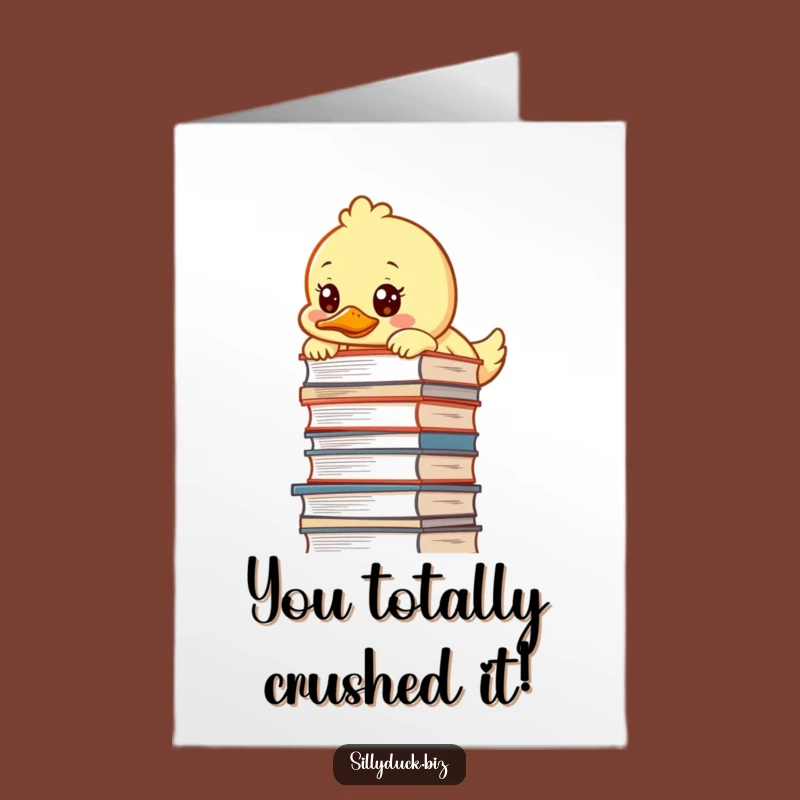 Free Printable Congrats Card: Determined Duck Over Desk Pile for Big Achievements